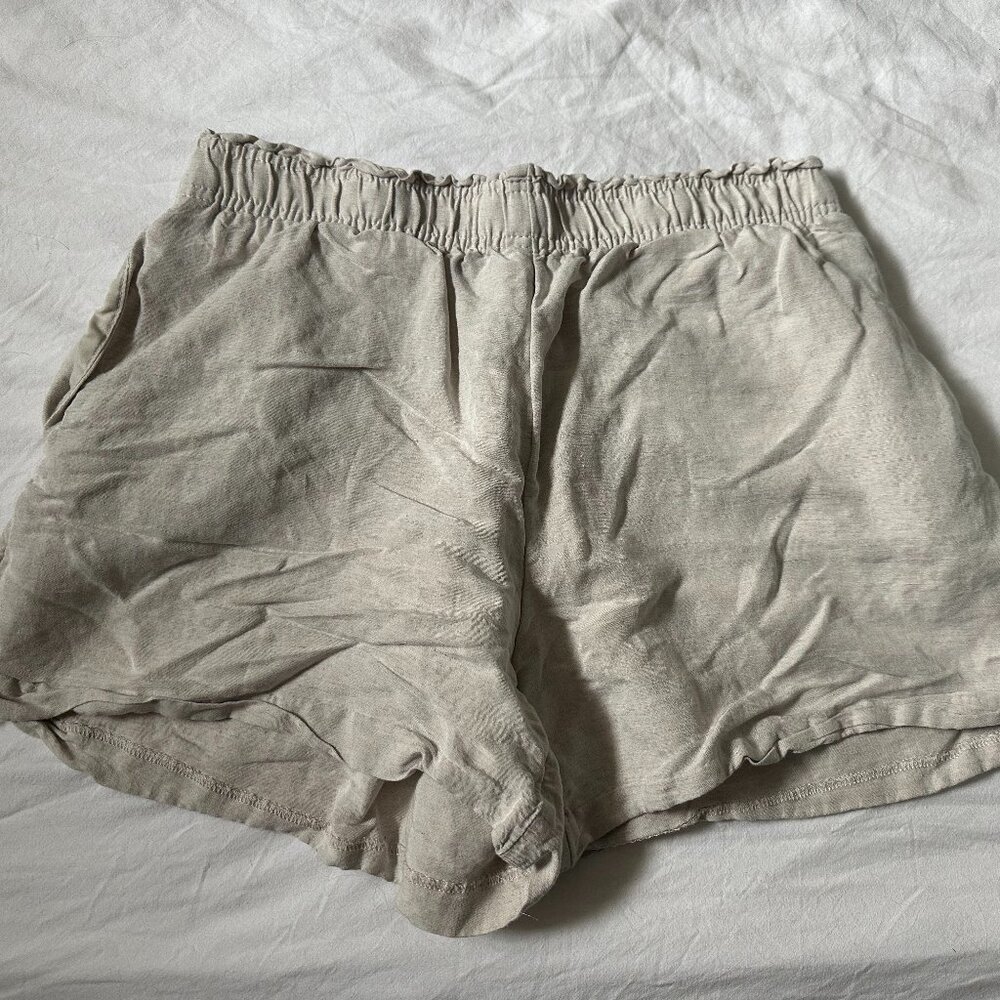 H&M Tan Linen Shorts with Elastic Waistband